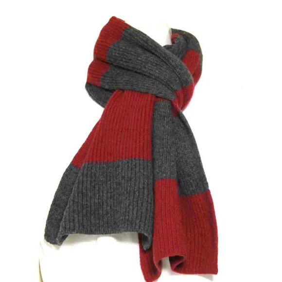 Gap Lambswool Winter Scarf Red Gray Men's - Picture 1 of 3
